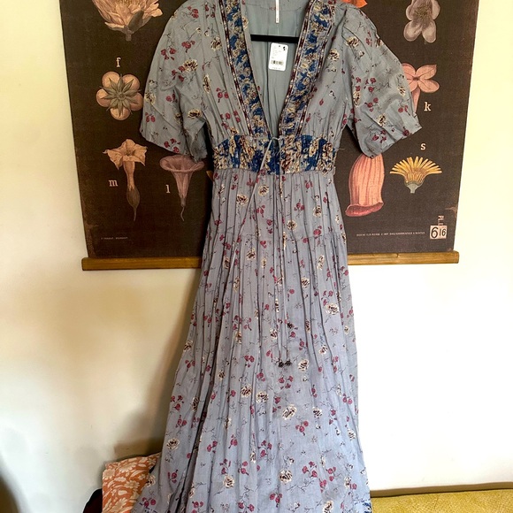 Free People Dresses & Skirts - Free People Lysette Floral Boho Maxi NWT Bluebell Combo size XS